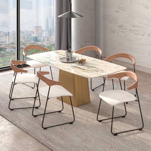 Leisuremod Lyra Collection Modern Chair in Natural Wood back and White Seat - LCNW-41W