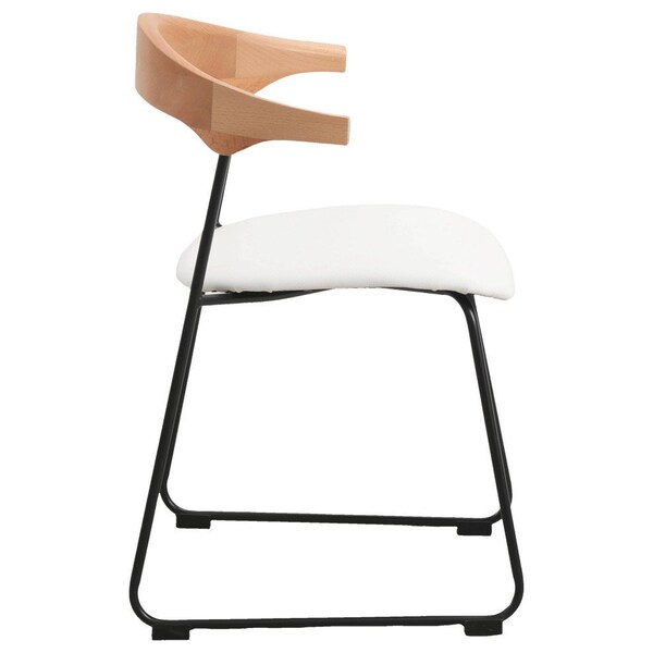 Leisuremod Lyra Collection Modern Chair in Natural Wood back and White Seat - LCNW-41W
