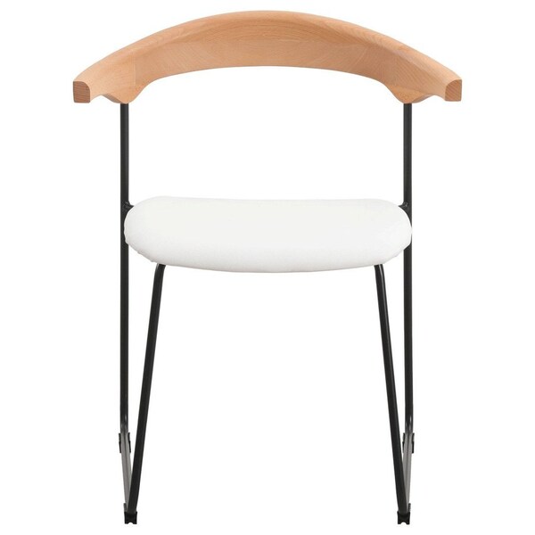 Leisuremod Lyra Collection Modern Chair in Natural Wood back and White Seat - LCNW-41W