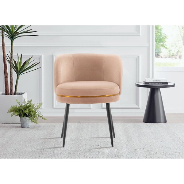 Manhattan Comfort Modern Kaya Pleated Velvet Dining Chair in Nude - DC080-ND