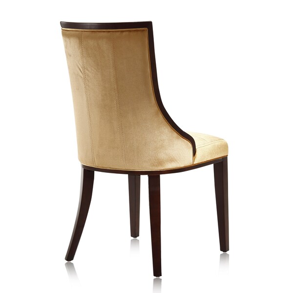 Manhattan Comfort Fifth Avenue Velvet Dining Chair (Set of Two) in Antique Gold and Walnut - DC008-AG