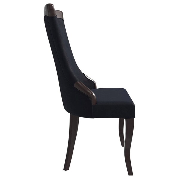 Leisuremod Novara Collection Modern Wooden Dining Chair in Black Velvet, 4PK - NC20BLF4