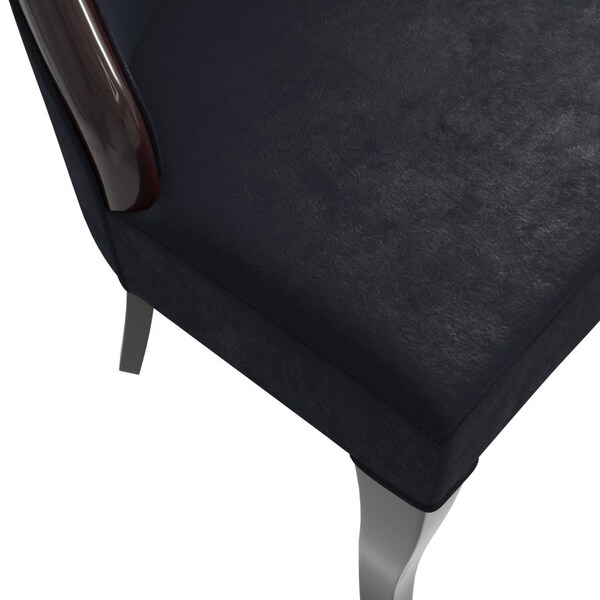 Leisuremod Novara Collection Modern Wooden Dining Chair in Black Velvet, 4PK - NC20BLF4
