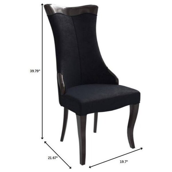 Leisuremod Novara Collection Modern Wooden Dining Chair in Black Velvet, 4PK - NC20BLF4