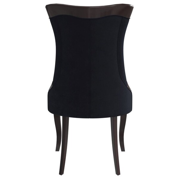 Leisuremod Novara Collection Modern Wooden Dining Chair in Black Velvet, 4PK - NC20BLF4