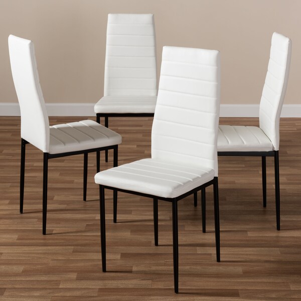 Baxton Studio Armand Modern White Faux Leather Upholstered Dining Chair, PK4 - 146-8780