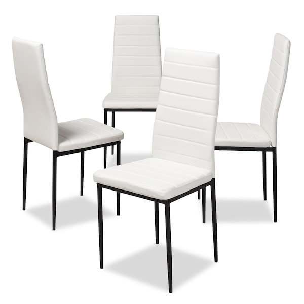 Baxton Studio Armand Modern White Faux Leather Upholstered Dining Chair, PK4 - 146-8780