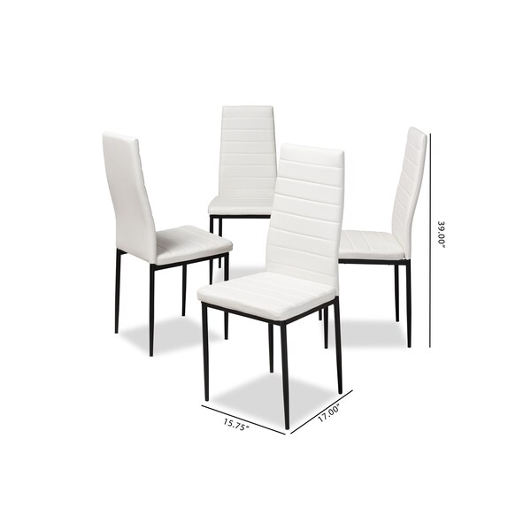 Baxton Studio Armand Modern White Faux Leather Upholstered Dining Chair, PK4 - 146-8780