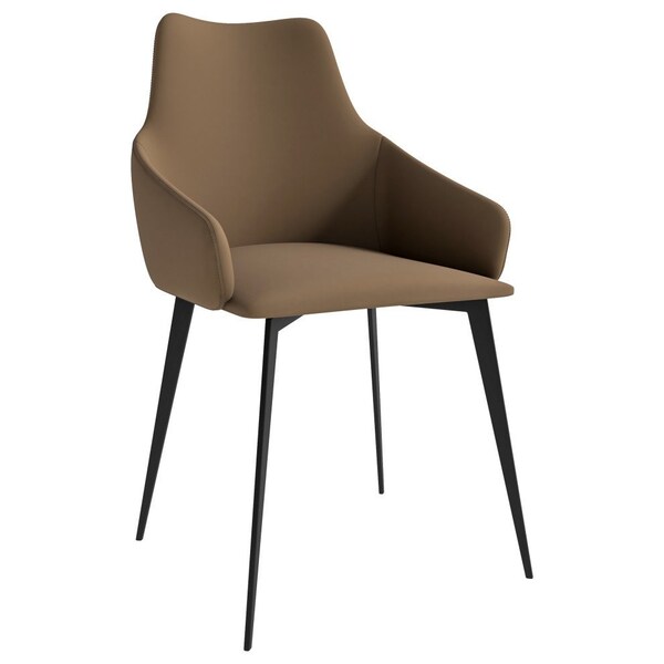 Leisuremod Sonnet Modern Dining Chair in Light Brown Fabric and Iron Legs - SC51LBR
