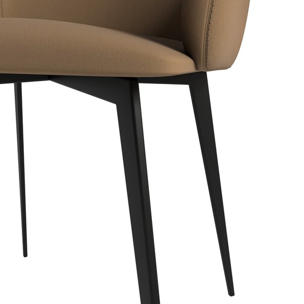Leisuremod Sonnet Modern Dining Chair in Light Brown Fabric and Iron Legs - SC51LBR