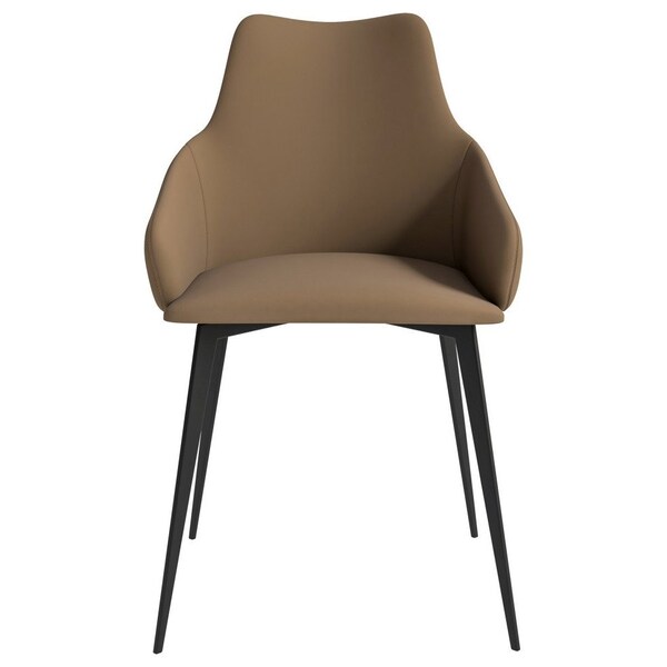 Leisuremod Sonnet Modern Dining Chair in Light Brown Fabric and Iron Legs - SC51LBR