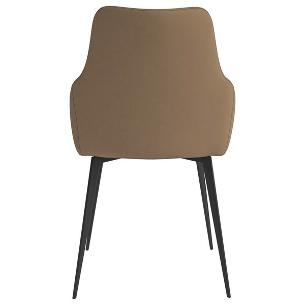 Leisuremod Sonnet Modern Dining Chair in Light Brown Fabric and Iron Legs - SC51LBR