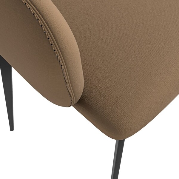 Leisuremod Sonnet Modern Dining Chair in Light Brown Fabric and Iron Legs - SC51LBR