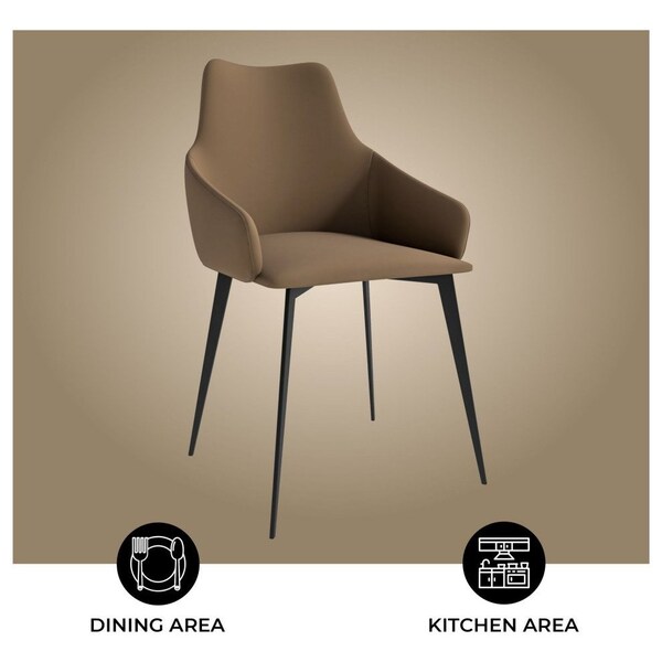 Leisuremod Sonnet Modern Dining Chair in Light Brown Fabric and Iron Legs - SC51LBR