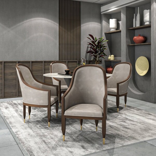 Leisuremod Belle Series Modern Dining Chair in Grey, 4PK - BC26GR4