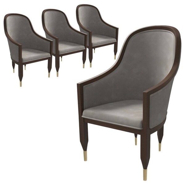 Leisuremod Belle Series Modern Dining Chair in Grey, 4PK - BC26GR4