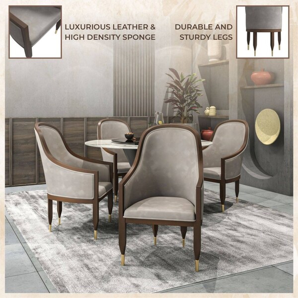 Leisuremod Belle Series Modern Dining Chair in Grey, 4PK - BC26GR4
