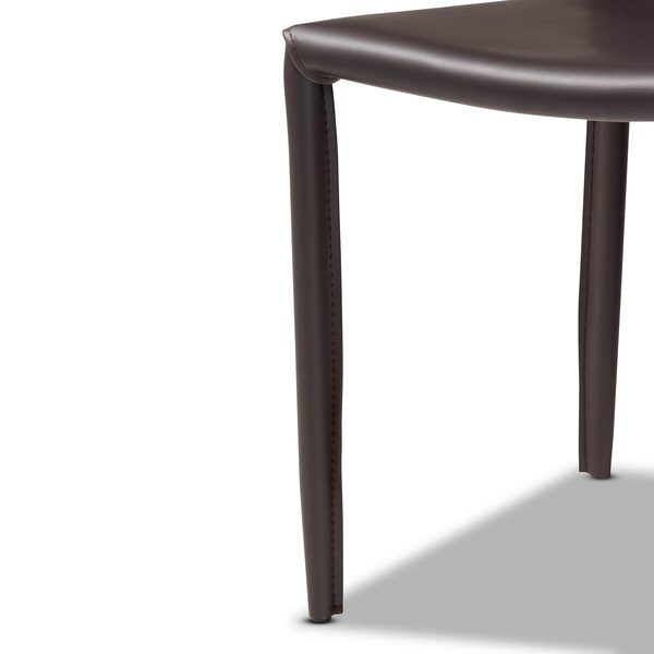 Baxton Studio Heidi Dark Brown Faux Leather Upholstered 4-Piece Dining Chair Set - 171-10791