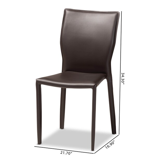 Baxton Studio Heidi Dark Brown Faux Leather Upholstered 4-Piece Dining Chair Set - 171-10791