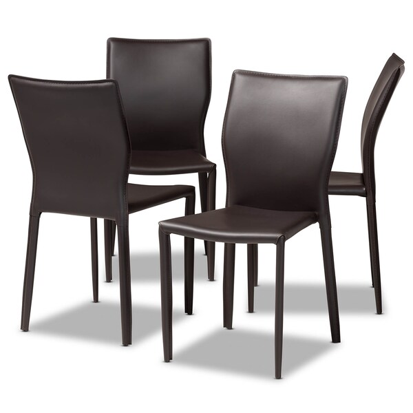 Baxton Studio Heidi Dark Brown Faux Leather Upholstered 4-Piece Dining Chair Set - 171-10791