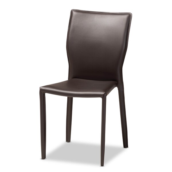 Baxton Studio Heidi Dark Brown Faux Leather Upholstered 4-Piece Dining Chair Set - 171-10791