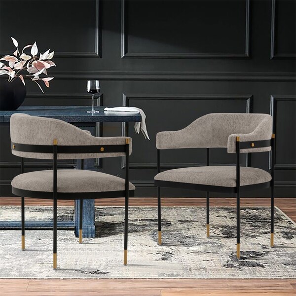 Manhattan Comfort Modern Lia Boucle Dining Armchair in Stone - DC074-ST