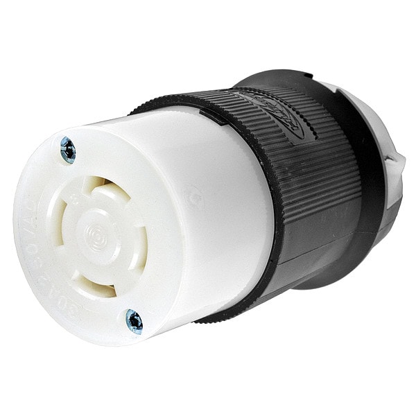 Hubbell 30A Twist-Lock Connector 3P 4W 250VAC BK/WT - HBL3433GCB