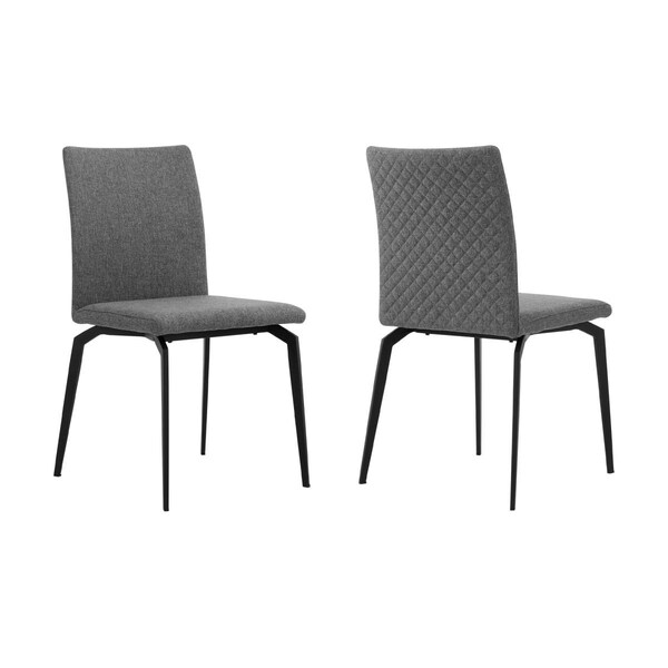 Armen Living Armen Living LCLYSIGREY Lyon Gray Fabric & Metal Dining Room Chairs; Black - Set of 2 - LCLYSIGREY