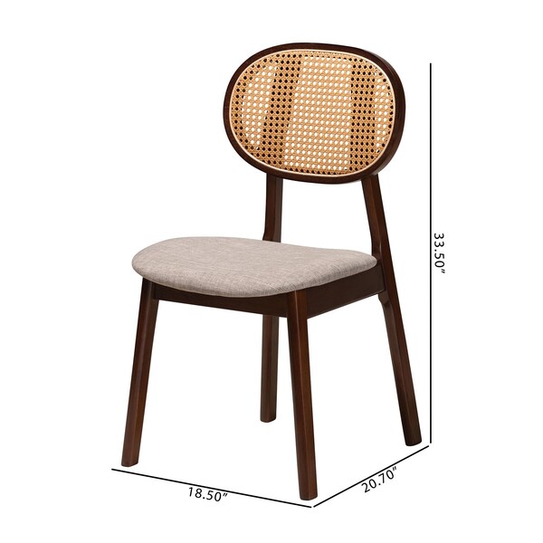 Baxton Studio Darrion Mid-Century Modern Grey Fabric and Walnut Brown Finished Wood 2-Piece Dining Chair Set, PR - 234-2PC-13291-ZORO
