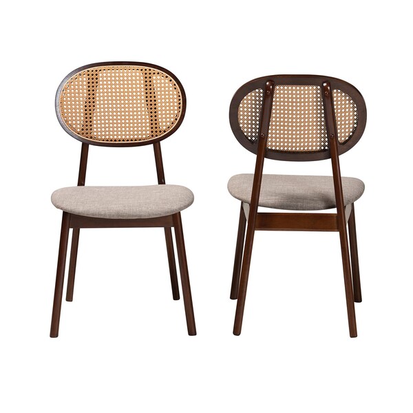 Baxton Studio Darrion Mid-Century Modern Grey Fabric and Walnut Brown Finished Wood 2-Piece Dining Chair Set, PR - 234-2PC-13291-ZORO
