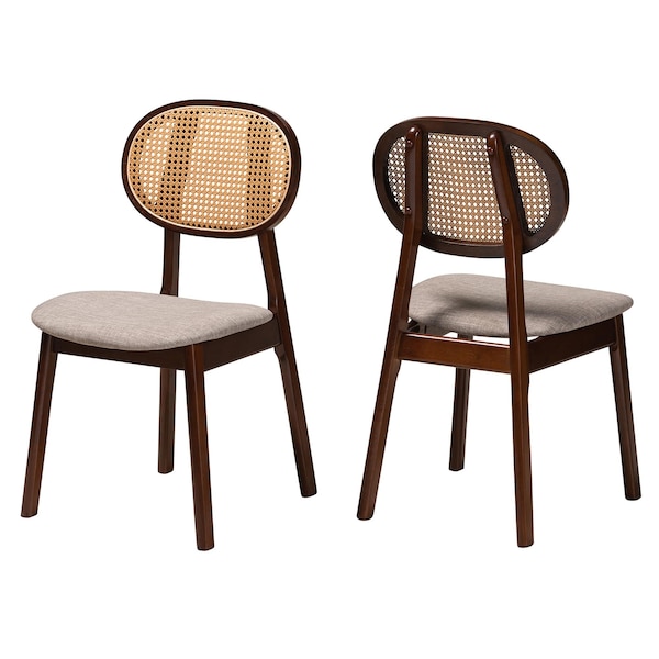 Baxton Studio Darrion Mid-Century Modern Grey Fabric and Walnut Brown Finished Wood 2-Piece Dining Chair Set, PR - 234-2PC-13291-ZORO