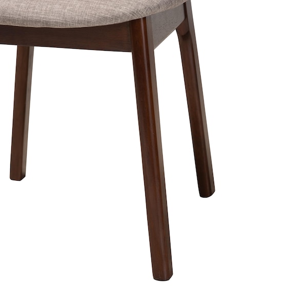 Baxton Studio Darrion Mid-Century Modern Grey Fabric and Walnut Brown Finished Wood 2-Piece Dining Chair Set, PR - 234-2PC-13291-ZORO