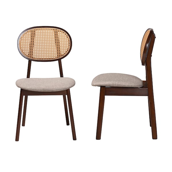 Baxton Studio Darrion Mid-Century Modern Grey Fabric and Walnut Brown Finished Wood 2-Piece Dining Chair Set, PR - 234-2PC-13291-ZORO