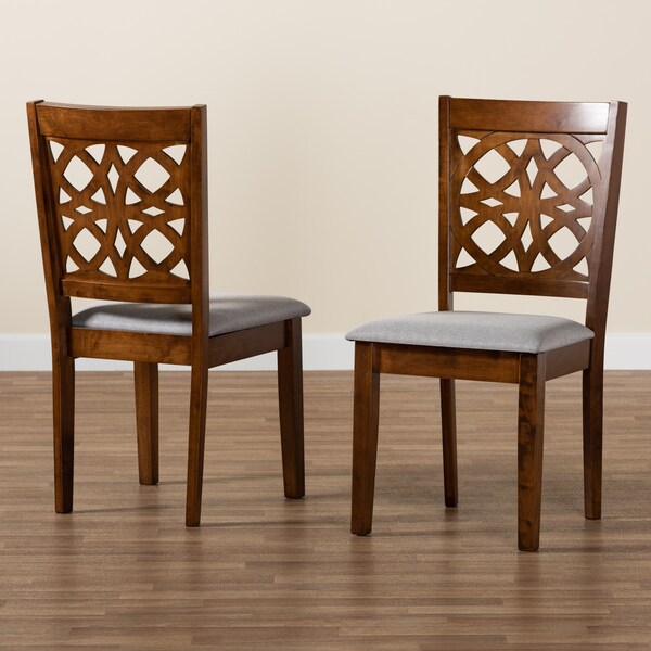 Baxton Studio Abigail Modern Grey Fabric and Walnut Brown Finished Wood 2-Piece Dining Chair Set, PR - 230-2PC-13214-ZORO