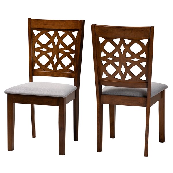 Baxton Studio Abigail Modern Grey Fabric and Walnut Brown Finished Wood 2-Piece Dining Chair Set, PR - 230-2PC-13214-ZORO