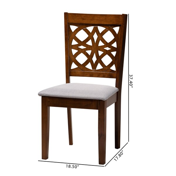 Baxton Studio Abigail Modern Grey Fabric and Walnut Brown Finished Wood 2-Piece Dining Chair Set, PR - 230-2PC-13214-ZORO