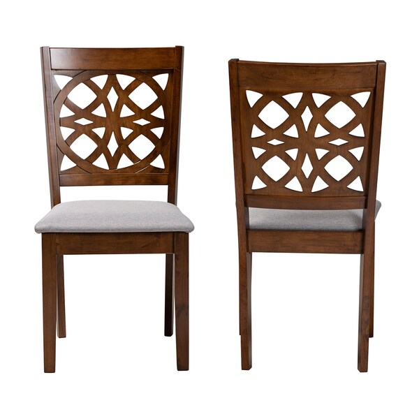 Baxton Studio Abigail Modern Grey Fabric and Walnut Brown Finished Wood 2-Piece Dining Chair Set, PR - 230-2PC-13214-ZORO