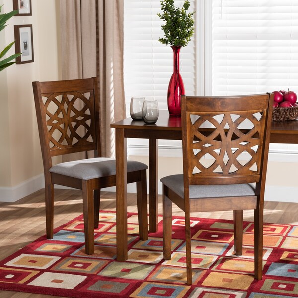 Baxton Studio Abigail Modern Grey Fabric and Walnut Brown Finished Wood 2-Piece Dining Chair Set, PR - 230-2PC-13214-ZORO