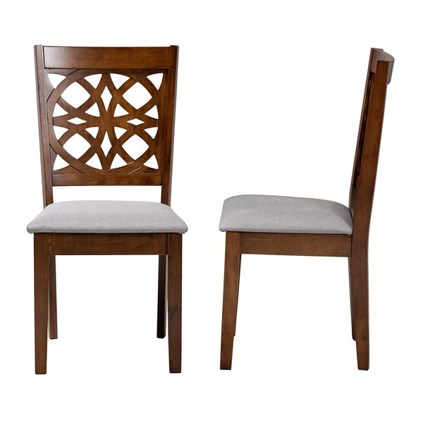 Baxton Studio Abigail Modern Grey Fabric and Walnut Brown Finished Wood 2-Piece Dining Chair Set, PR - 230-2PC-13214-ZORO
