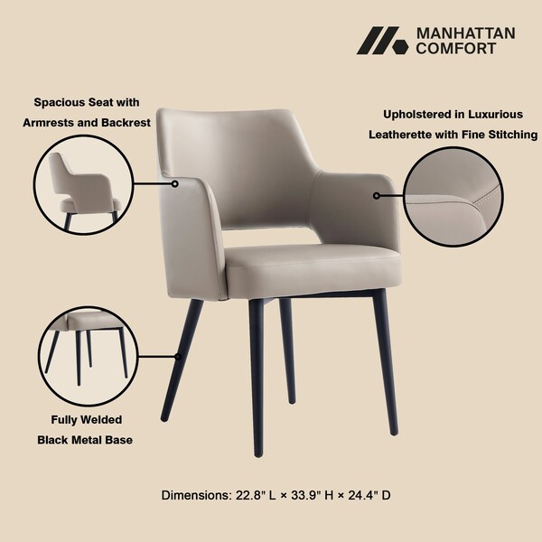 Manhattan Comfort 6-Piece Tremont Dining Chair in Taupe - 6-DC104-TP