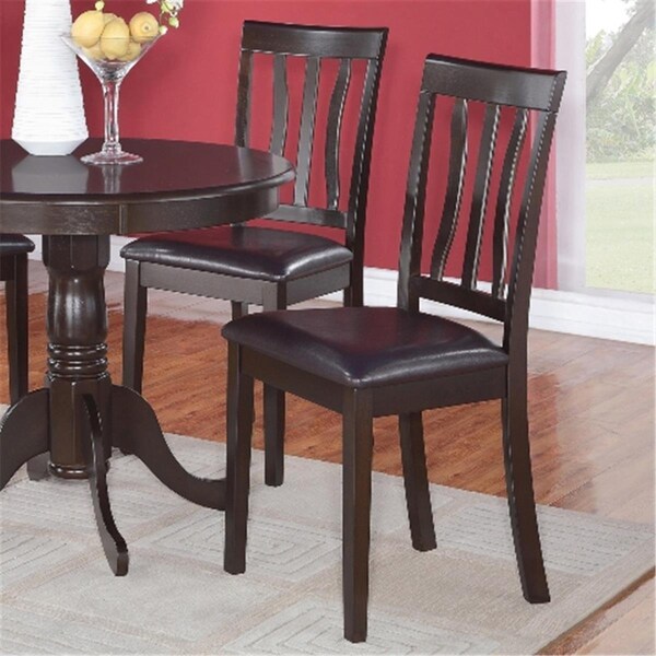 Latestluxury AD01-LC-CAPP Antique Chair Faux Leather Seat with Cappuccino Finish, 2PK - LA2682565