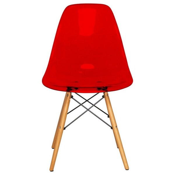 Leisuremod Cresco Plastic Dining Side Chair with Gold Base, Transparent Red, 4PK - CR19TRG4