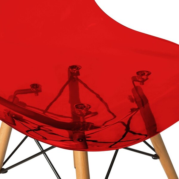 Leisuremod Cresco Plastic Dining Side Chair with Gold Base, Transparent Red, 4PK - CR19TRG4