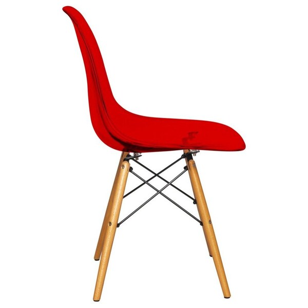 Leisuremod Cresco Plastic Dining Side Chair with Gold Base, Transparent Red, 4PK - CR19TRG4