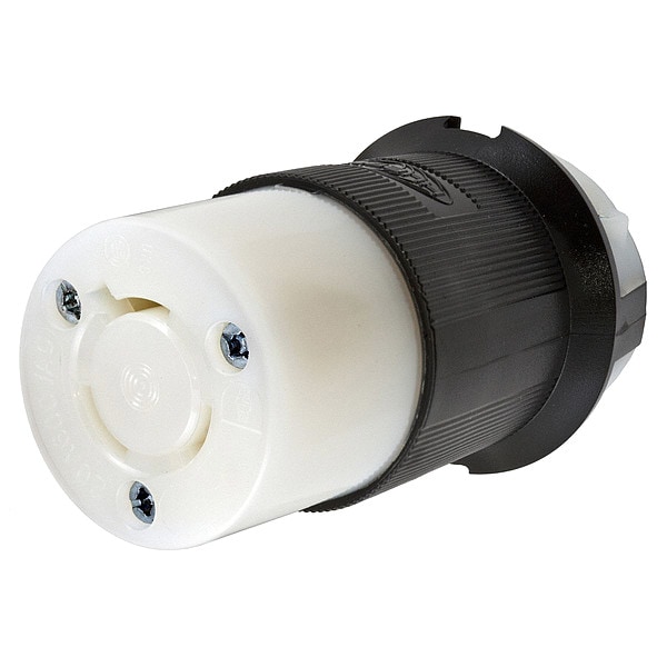 Hubbell 20A Twist-Lock Connector 2P 3W 600VAC L9-20R BK/WT - HBL2353