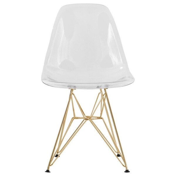 Leisuremod Cresco Plastic Dining Side Chair with Gold Base, Clear - CR19CLG