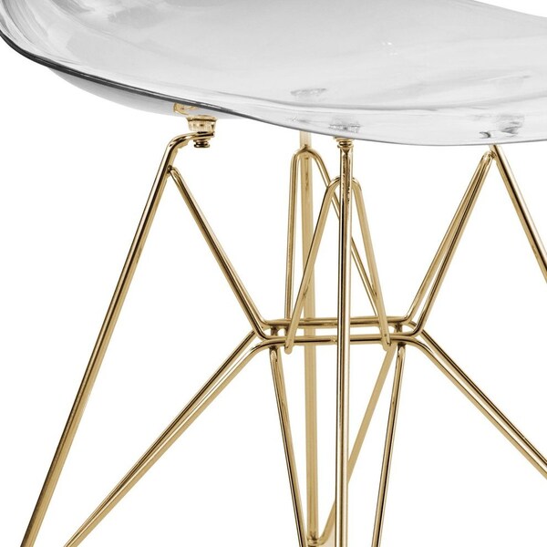 Leisuremod Cresco Plastic Dining Side Chair with Gold Base, Clear - CR19CLG