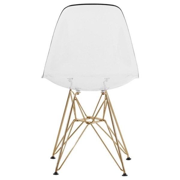 Leisuremod Cresco Plastic Dining Side Chair with Gold Base, Clear - CR19CLG