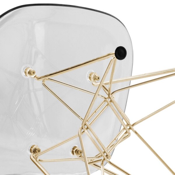 Leisuremod Cresco Plastic Dining Side Chair with Gold Base, Clear - CR19CLG