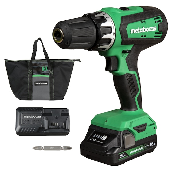 Metabo Hpt 18V Cordless Brushed Driver Drill Kit 1 x 2.0Ah - DS18DFXM